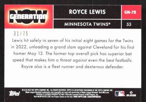 2022 Topps Generation Now Gold Royce Lewis Rookie Card #GN78 Serial #3175