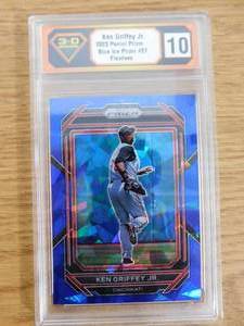 3-D Grading 10 Flawless 2023 Prizm Blue Ice Ken Griffey Jr. #27