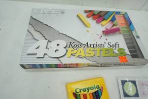lot 10 image: Soft Pastels, Sketch Pad, Crayola Pencils, Crayola Oil Pastels