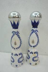 lot 35 image: 2-Tequila Glaze Azul Liquor Decanters