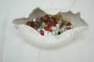 lot 67 image: Porcelain White Seashell with Glass Stones