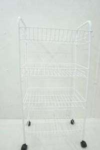 lot 108 image: 4 Tier Rolling Wire Basket Cart