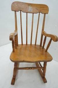 lot 137 image: Kids Wood Rocking Chair