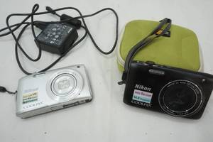 lot 163 image: 2 Nikon Coolpix Cameras with batteries & USB Cords