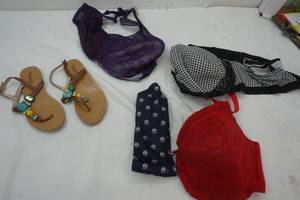 lot 187 image: Ladies Wear 3 46DD Undergarments, Sandals size 6