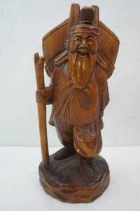 lot 206 image: Wood carved Buddha () figure about 19 tall