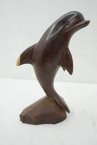 lot 216 image: Hand Carved Wood Dolphin Figure