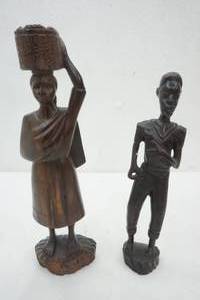 lot 217 image: African Wood Hand carved Lady & Man