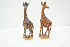 lot 222 image: African Wood Hand Carved Giraffes