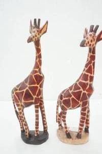 lot 223 image: African Wood Hand Carved Giraffes 11 & 12 Tall
