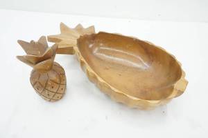 lot 225 image: Monkey Wood Pineapple and Pineapple Bowl
