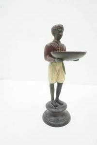 lot 229 image: Vintage (BronzeCast Iron) Black Nubian Server Figure