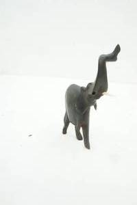 lot 231 image: African Wood Hand Carved Elephant 3 Tall