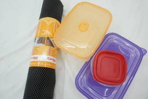 lot 251 image: Shelf liner and plastic storage