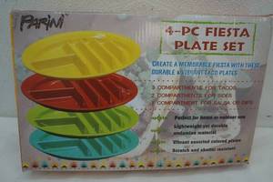 lot 289 image: New Parini Cookware 4 PC Fiesta Plate Set