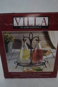lot 311 image: New Villa Glass Dipping Set on Iron Caddy