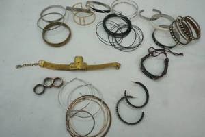 lot 393 image: Variety of Bracelets & Large Hoop Earrings