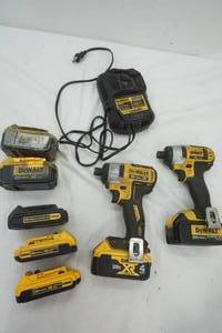 lot 505 image: 2-DeWalt Impact Drills (Work) with Batteries and charging station