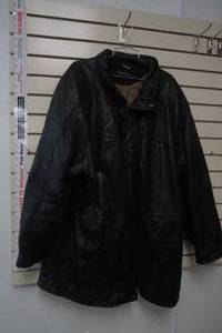 lot 547 image: Saxony Collection Black Leather Men Jacket Size 46