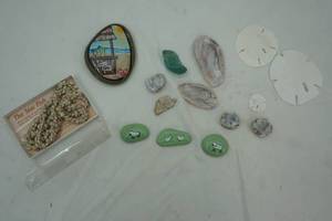 lot 575 image: Decorative Rocks and Seashells, Sea Shell Necklace, truna Geode unpolished