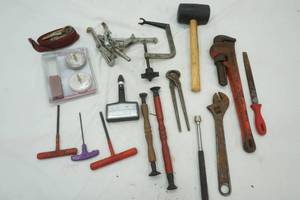 lot 605 image: Variety of Tools, Rubber Hammer, File, Clamp, and more