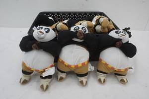 lot 648 image: Black Basket with 10 Kung Fu Pandas