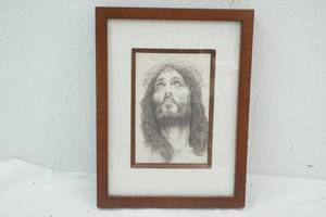 lot 667 image: Framed & Matted Picture of Jesus 8x10