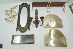 lot 669 image: Variety of Home Decor, Wooden Shelf, Wooden Candle Holder, leave decor and more