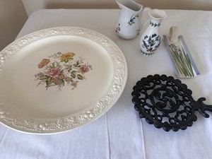 lot 172 image: Variety of Decorative Vases, Pitcher, and Serving Pieces
