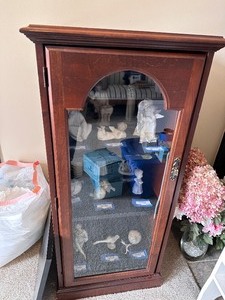 lot 205 image: Glass Front Wood Display Cabinet