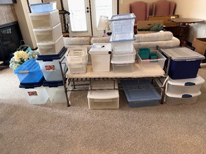 lot 209 image: Large Variety of Totes and Plastic Storage Containers