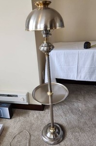 lot 22 image: Vintage 1960s Metal Floor Lamp with Round Table Silver in Color