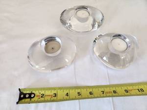 lot 27 image: Set of Three Orrefors Lightstone Tealight Holders