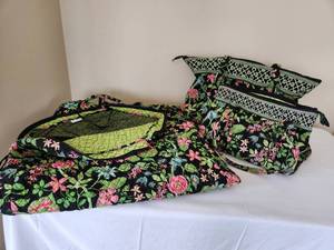 lot 28 image: Vintage Retired Vera Bradley Botanica Double Strap Weekend Duffle Travel Bag, Hanging Garment Travel Bag and Tote