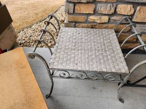 lot 141 image: Decorative Bench Wicker and Metal