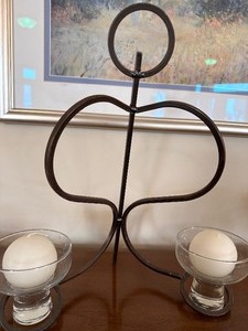 lot 131 image: Mid-Century Scandinavian Hanging Metal and Glass Candleholder