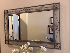 lot 99 image: Heavy Metal Decorative Mirror Measuring 36x24