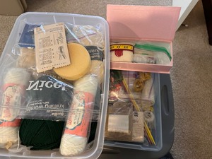 lot 136 image: Box of Yarn and Box of Knitting Needels and other Items