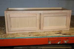 lot 233 image: Hampton Bay Wall-Mount Cabinet Unfinished 2-door 36x13x12 (New)