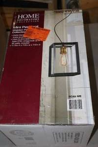 lot 268 image: Home Decorators Collection Walden Forge Collection Mini-Pendant Light Matte BlackBrass Accents Finish
