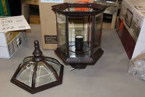 lot 269 image: Kichler Tannery Bronze 1-Light 100W Clear Beveled Glass Light Fixture