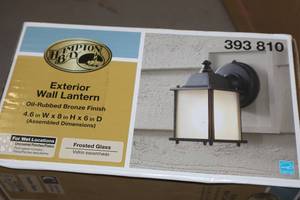 lot 270 image: Hampton Bay Exterior Wall Lantern Oil-Rubbed Bronze Finish with Frosted Glass