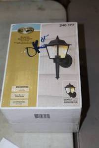 lot 271 image: Hampton Bay Exterior Wall Lantern Black Finish with Clear Beveled Glass Shade