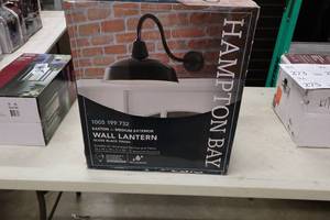 lot 274 image: Hampton Bay Easton Medium Exterior Wall Lantern Gloss Black Finish