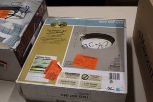 lot 285 image: Hampton Bay Exterior LED Flush Mount Ceiling Light Oil-Rubbed Bronze Finish