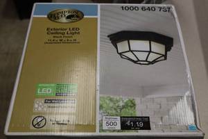 lot 287 image: Hampton Bay Exterior LED Ceiling Light Black Finish