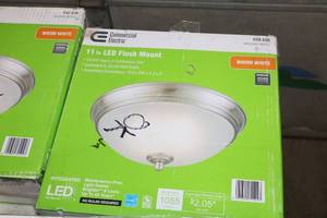 lot 289 image: Commercial Electric 11 Warm White LED Flush Mount Ceiling Light Brushed Nickel Finish