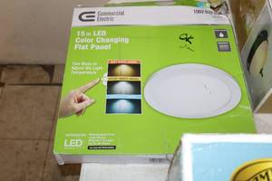 lot 293 image: Commercial Electric 15 Soft WhiteBright WhiteDaylight LED Color Changing Flat Panel Ceiling Light