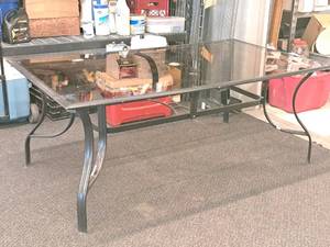 lot 544 image: Hampton Bay Glass-Top Patio Umbrella Table