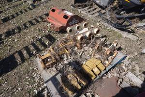 Lot of John Deere Excavator Attachment Brackets and Bucket Cutting Teeth
